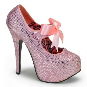Rosa Piedras Strass 14,5 cm Burlesque TEEZE-04R Plataforma Zapato Salón