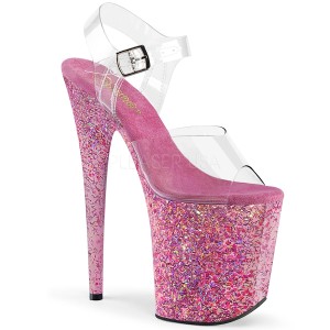 Rosa purpurina 20 cm FLAMINGO-808CF Zapatos con tacones pole dance