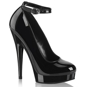 Tacones negros 15 cm SULTRY-686 Zapato de salón correa de tobillo