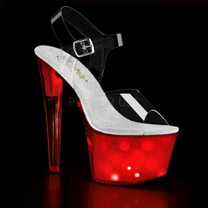 Transparente 18 cm DISCOLITE-708 sandalias stripper con luz LED