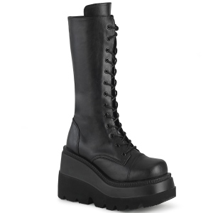 Vegano 11,5 cm SHAKER-72 góticos botas de cordones mujer plataforma negro