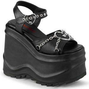 Vegano 15 cm DemoniaCult WAVE-09 lolita zapatos sandalias con cuña alta plataforma