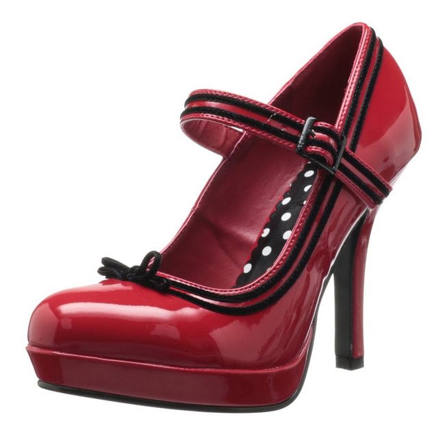 Rojo Charol 12 Cm Pinup Secret 15 Mary Jane Plataforma Zapatos De Salón