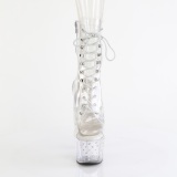 1021C-7 - 18 cm botines de tac�n altos pleaser strass transparentes