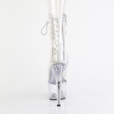 1021C-7 - 18 cm botines de tac�n altos pleaser strass transparentes
