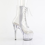 1021C-7 - 18 cm botines de tac�n altos pleaser strass transparentes