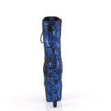 1040SPF - 18 cm botines de tacón altos pleaser patrón de serpiente azules