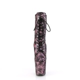 1040SPF - 20 cm botines de tacón altos pleaser patrón de serpiente rosa