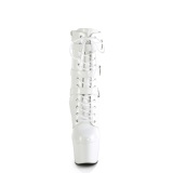 ADORE-1043 - 18 cm plataforma botines tacones altos charol blanco