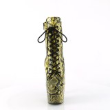 ADORE - 18 cm botines de tacón altos pleaser patrón de serpiente amarillo