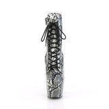 ADORE - 18 cm botines de tacón altos pleaser patrón de serpiente negro