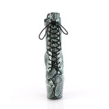 ADORE - 18 cm botines de tacón altos pleaser patrón de serpiente verdes