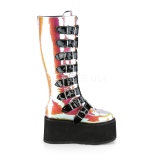 Arco iris 9 cm DAMNED-318 plataforma botas de mujer con hebillas