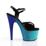 Azul 18 cm ADORE-709OMBRE brillo plataforma sandalias de tacón alto
