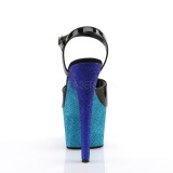 Azul 18 cm ADORE-709OMBRE brillo plataforma sandalias de tacón alto