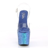 Azul 18 cm RADIANT-708LG brillo sandalias de tacón alto