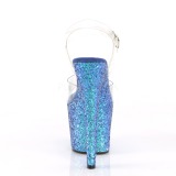 Azul 18 cm RADIANT-708LG brillo sandalias de tacón alto