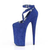 Azul vegano suede 25,5 cm BEYOND-087FS zapatos de salón plataforma tacones extremos