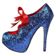 Azules Brillo 14,5 cm TEEZE-10G Concealed burlesque zapatos puntiagudos tacón de aguja