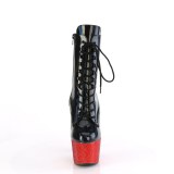 BEJ-1020-7 - 18 cm botines de tacón altos pleaser strass negro rojo
