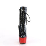 BEJ-1020-7 - 18 cm botines de tac�n altos pleaser strass negro rojo