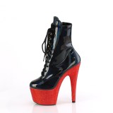 BEJ-1020-7 - 18 cm botines de tac�n altos pleaser strass negro rojo