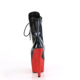 BEJ-1020-7 - 18 cm botines de tac�n altos pleaser strass negro rojo