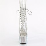 BEJ-1021C-7 - 18 cm botines de tac�n altos pleaser strass transparentes