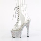 BEJ-1021C-7 - 18 cm botines de tac�n altos pleaser strass transparentes