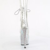BEJ-1021C-7 - 18 cm botines de tac�n altos pleaser strass transparentes
