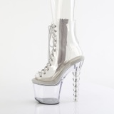 Beaded - 18 cm botines de tac�n altos pleaser strass transparentes