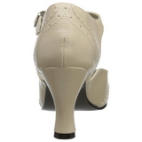 Beige Mate 7,5 cm retro vintage FLAPPER-26 zapatos de salón tacón bajo