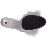 Blanco 13 cm POISE-501F Tacón plumas de marabu Mules Calzado