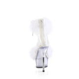 Blanco 15 cm DELIGHT-624F sandalias de tacn con plumas pole dance