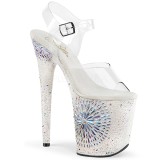 Blanco 20 cm FLAMINGO-808WD Zapatos plataforma con tacones glitter