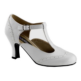 Blanco Mate 7,5 cm retro vintage FLAPPER-26 zapatos de salón tacón bajo