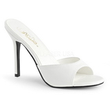 Blanco Polipiel 10 cm CLASSIQUE-01 zapatos de pantuflas tacón alto tallas grandes