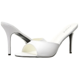 Blanco Polipiel 10 cm CLASSIQUE-01 zapatos de pantuflas tacón alto tallas grandes