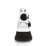 Blanco Vegan 12 cm STOMP-15 lolita botines cuña alta plataforma