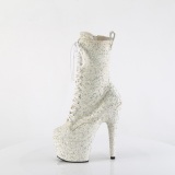 Blanco glitter 18 cm ADORE-1040GR plataforma botines tacn alto mujer