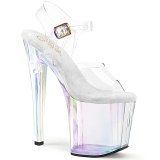Blanco transparente 19 cm ENCHANT-708HT Zapatos plataforma con tacones