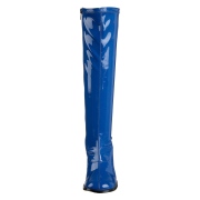 Botas azules charol tacón ancho 7,5 cm - años 70 hippie disco gogo - botas debajo de la rodilla
