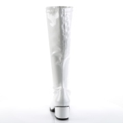 Botas blancas charol tacón ancho 5 cm - años 70 hippie disco gogo - botas debajo de la rodilla