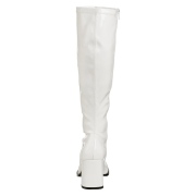 Botas blancas charol tacón ancho 7,5 cm - años 70 hippie disco gogo - botas debajo de la rodilla