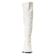 Botas blancas tacón ancho 7,5 cm vinilo - años 70 hippie disco gogo - botas debajo de la rodilla