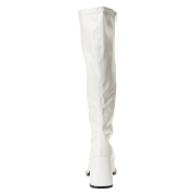 Botas blancas tacón ancho 7,5 cm vinilo - años 70 hippie disco gogo - botas debajo de la rodilla