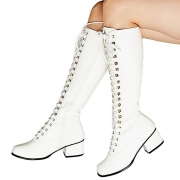 Botas cordones charol blancas 5 cm - años 70 hippie disco gogo botas