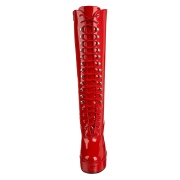 Botas cordones plataforma rojas charol 13 cm - años 70 hippie disco - botas debajo de la rodilla
