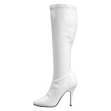 Botas de charol blancos 13 cm SEDUCE-2000 botas tacón de aguja puntiagudos
