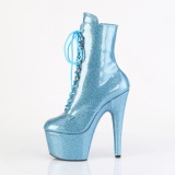 Botas glitter 18 cm baby azules plataforma botines tacn alto mujer